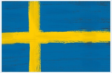 flag of sweden with paint strokes