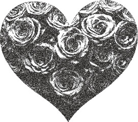 Heart retro y2k stipple design love halftone brutalist urban vector png with clear background, passion 2000s photocopy grunge tattoo gen z effect