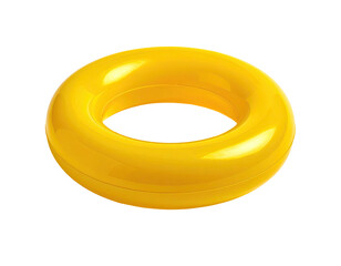 Bright yellow, ring-shaped float on a black background, slightly angled
