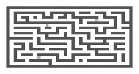 Minimalist 2D flat vector illustration of Maze that has no exit, viewed from top down, flat vector, clean lines, isolated on white background, modern graphic design concept asset