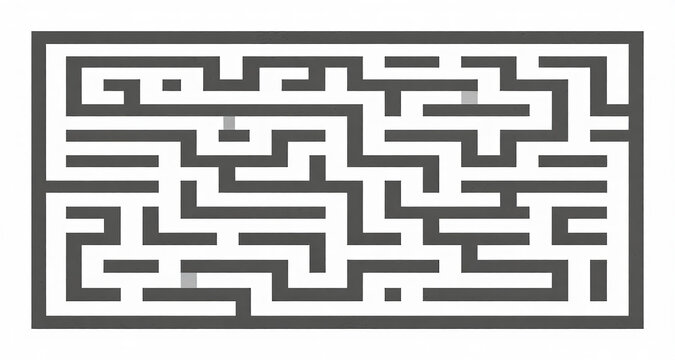 Minimalist 2D flat vector illustration of Maze that has no exit, viewed from top down, flat vector, clean lines, isolated on white background, modern graphic design concept asset