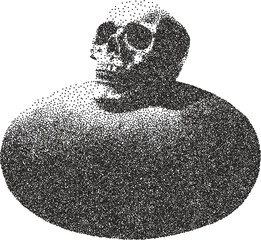 Skull y2k retro stipple art skeleton brutalist halftone vector png transparent, bone 2000s photocopy effect tattoo aesthetic