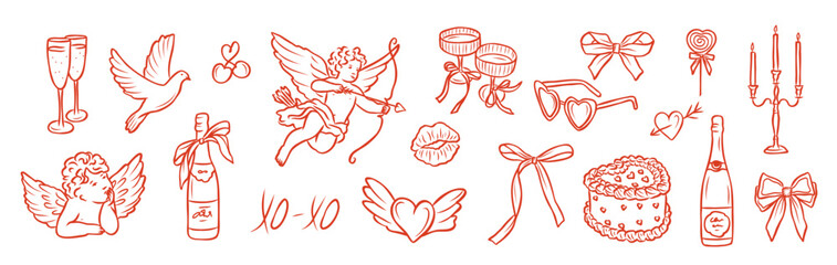 Romantic doodle Valentine's day elements collection