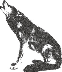 Wolf y2k retro stipple art wild brutalist halftone vector png transparent, howl 2000s photocopy effect tattoo aesthetic