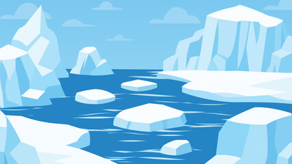 Cartoon Arctic Iceberg Landscape with Frozen Sea Vector Illustration. © Tanjida