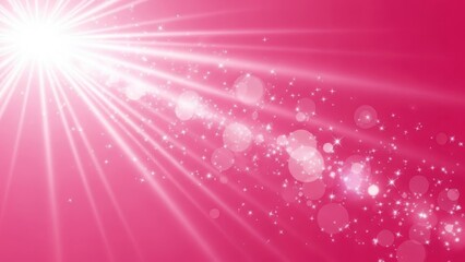 Obraz premium Vibrant pink background with sparkling light rays and bokeh effect