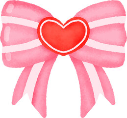 A pink ribbon with a heart on it
