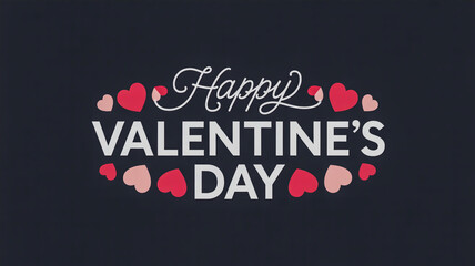 Happy valentine's day message with red and pink hearts on a dark background