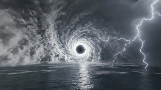 Cosmic Hurricane Vortex Immersive Journey Through a Celestial Storm and the Eye of the Storm