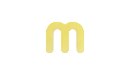 Obraz premium 3D Yellow letter m symbol on transparent background