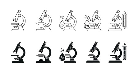Obraz premium Science laboratory icon set - Solid icons vector collection - Vector icon set - Line and glyph solid icon set - Icon vector - Flat Design Icon