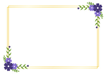 Obraz premium Romantic Flat Purple Floral Decorative Border for Elegant Wedding Invitations and Bridal Stationery