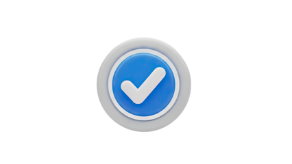 3D Verified Check Mark Icon on transparent background