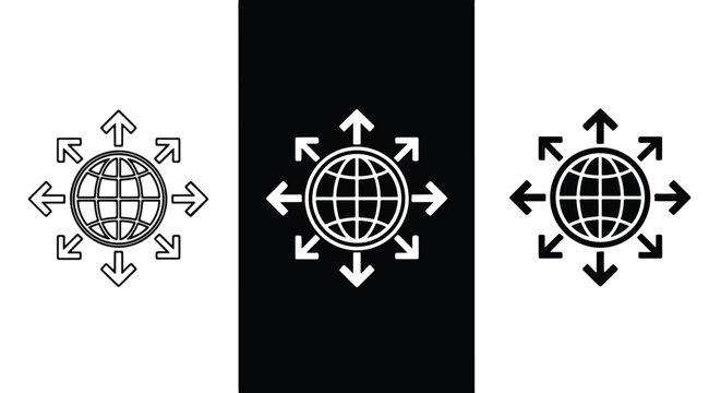 Global connectivity icon set - Solid icons vector collection - Vector icon set - Line and glyph solid icon set - Icon vector - Flat Design Icon - Powered by Adobe