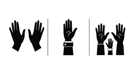 Obraz premium Hand gesture icons - Solid icons vector collection - Vector icon set - Line and glyph solid icon set - Icon vector - Flat Design Icon