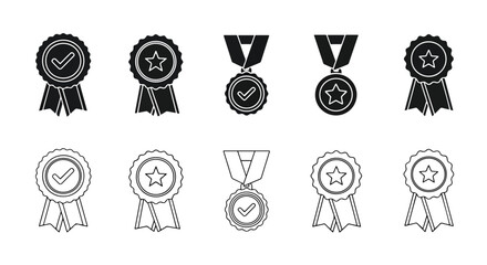 Award and medal icons - Solid icons vector collection - Vector icon set - Line and glyph solid icon set - Icon vector - Flat Design Icon