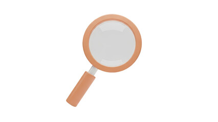 3D Magnifying glass on transparent background