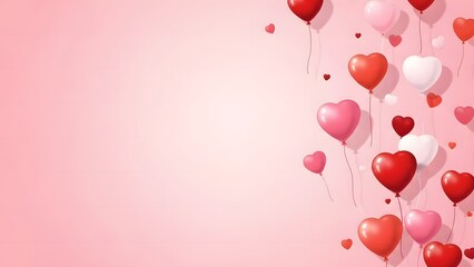 Valentine s day heart balloons on pink background