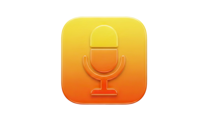 3D Microphone icon on a rounded square background on transparent background