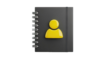 3D Notebook with person icon on transparent background
