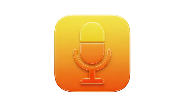 3D Microphone icon on a rounded square background on transparent background - Powered by Adobe