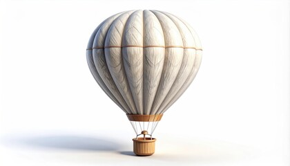 Detailed rendering of a vintage hot air balloon on a bright white backdrop