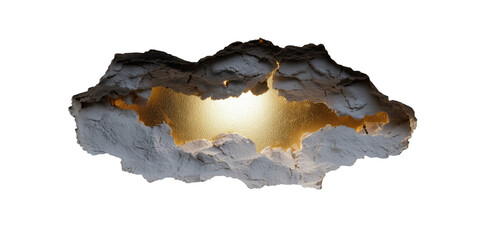 Illuminated Stone Form: A striking geological formation glows with an inner light, showcasing the raw beauty of natural stone with a mysterious, ethereal illumination.