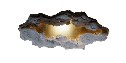Illuminated Stone Form: A striking geological formation glows with an inner light, showcasing the raw beauty of natural stone with a mysterious, ethereal illumination.