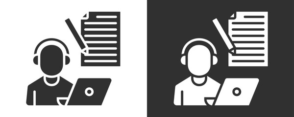 Copywriter Icon Set Vector Collection Isolated In Black And White