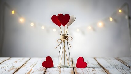 Heart-shaped balloons in a vase