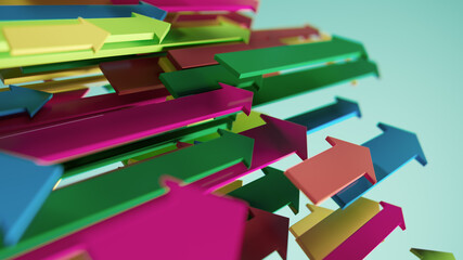 Colorful Upward Arrows Showcasing Growth, Momentum, and Positive Energy in a Dynamic Scene