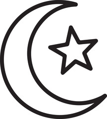 Obraz premium Simple hand drawn crescent moon and star icon
