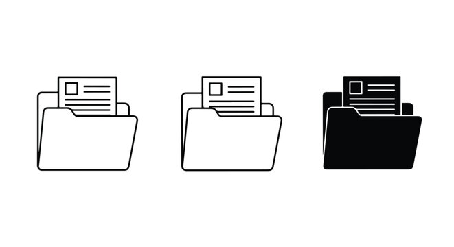 Folder icon set - Solid icons vector collection - Vector icon set - Line and glyph solid icon set - Icon vector - Flat Design Icon