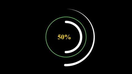 Colorful Loading Circle with 0  to 100 Percent Completion on a Black Background circular loading indicator 