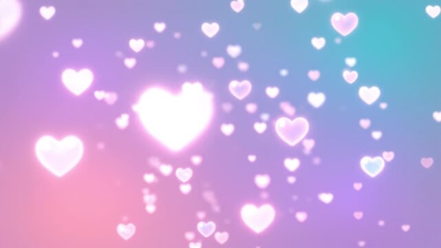 Glowing heart bokeh pastel gradient pink purple teal romantic background soft light love mood dreamy texture glowing shapes abstract blur soft pink heart bokeh pastel gradient glowing heart blurred