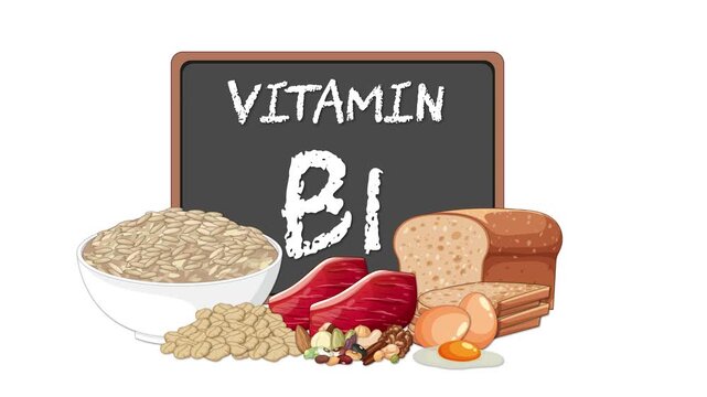 Vitamin B1 Thiamine Rich Foods Assembled on White Background