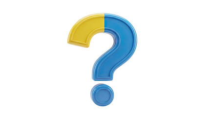 3D Two-tone question mark on transparent background