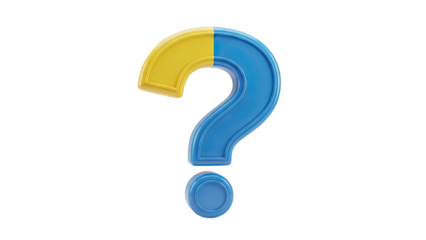 3D Two-tone question mark on transparent background