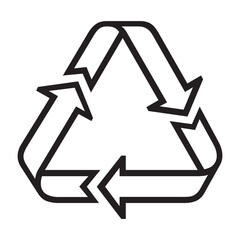 Black recycling line logo vector flat icon
