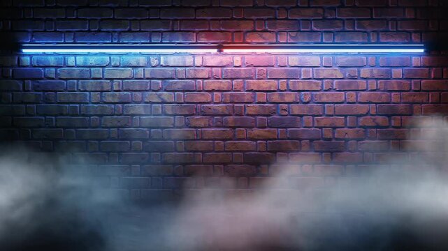 Vibrant Neon Lights Against a Brick Wall, Perfect for Modern Design and Urban Aesthetics