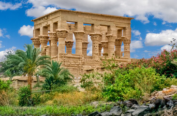 Historisches Farbfoto des "Kiosk von Trajan", einem Pavillion aus der Zeit des r&ouml;mischen Kaisers Trajan, in &Auml;gypten, Agilkia, 04.Mai 1999