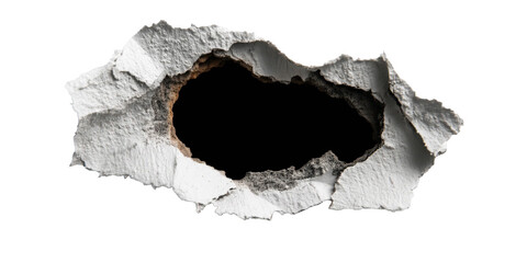 Breach in the Wall: A stark and unsettling image, a gaping hole rips through a textured wall. The darkness within offers a striking contrast to the surrounding broken plaster.