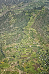 Aerial view of the northern country landscape, Ethiopia