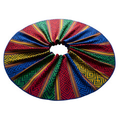 Colorful Round Textile with Geometric Patterns and Radiant Design
