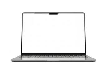 Modern laptop with blank screen isolated on transparent background