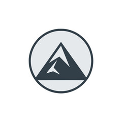 Modern mountain logo with geometric peaks in circle