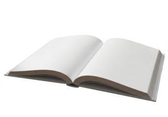 Open book with blank pages isolated on transparent background
