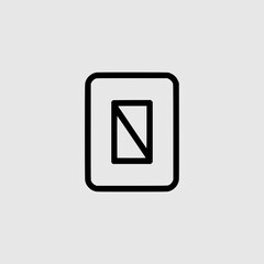 Simple black icon of a battery with a diagonal line