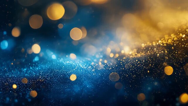 Stunning blue and gold bokeh abstract background for celebrations, parties, and festive events