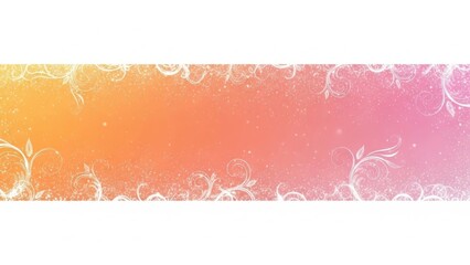 Vibrant floral background with elegant white designs on pink orange gradient
